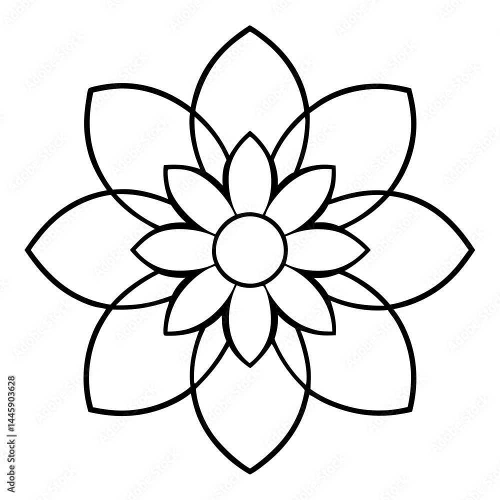 Graceful Line Art of a Cosmic Floral Mandala Graceful Line Art of a Cosmic Floral Mandala