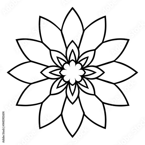 Graceful Line Art of a Cosmic Floral Mandala