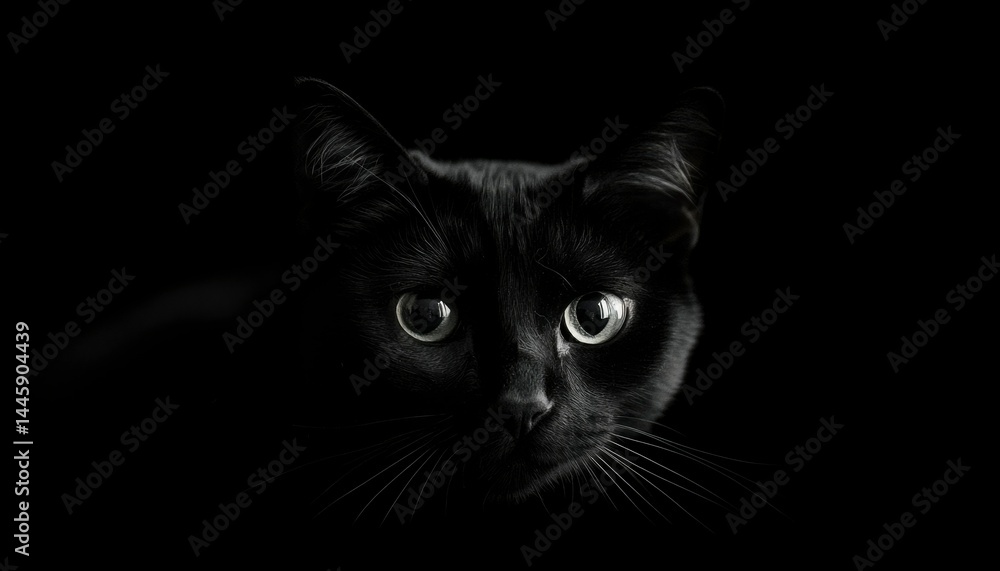 Black cat close-up in shadow Black cat close-up in shadow