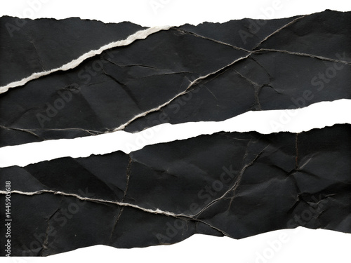 Obraz na płótnie Torn Black Paper with Striped Pattern Isolate on transparent background cutout, PNG file, Cutout file w salonie