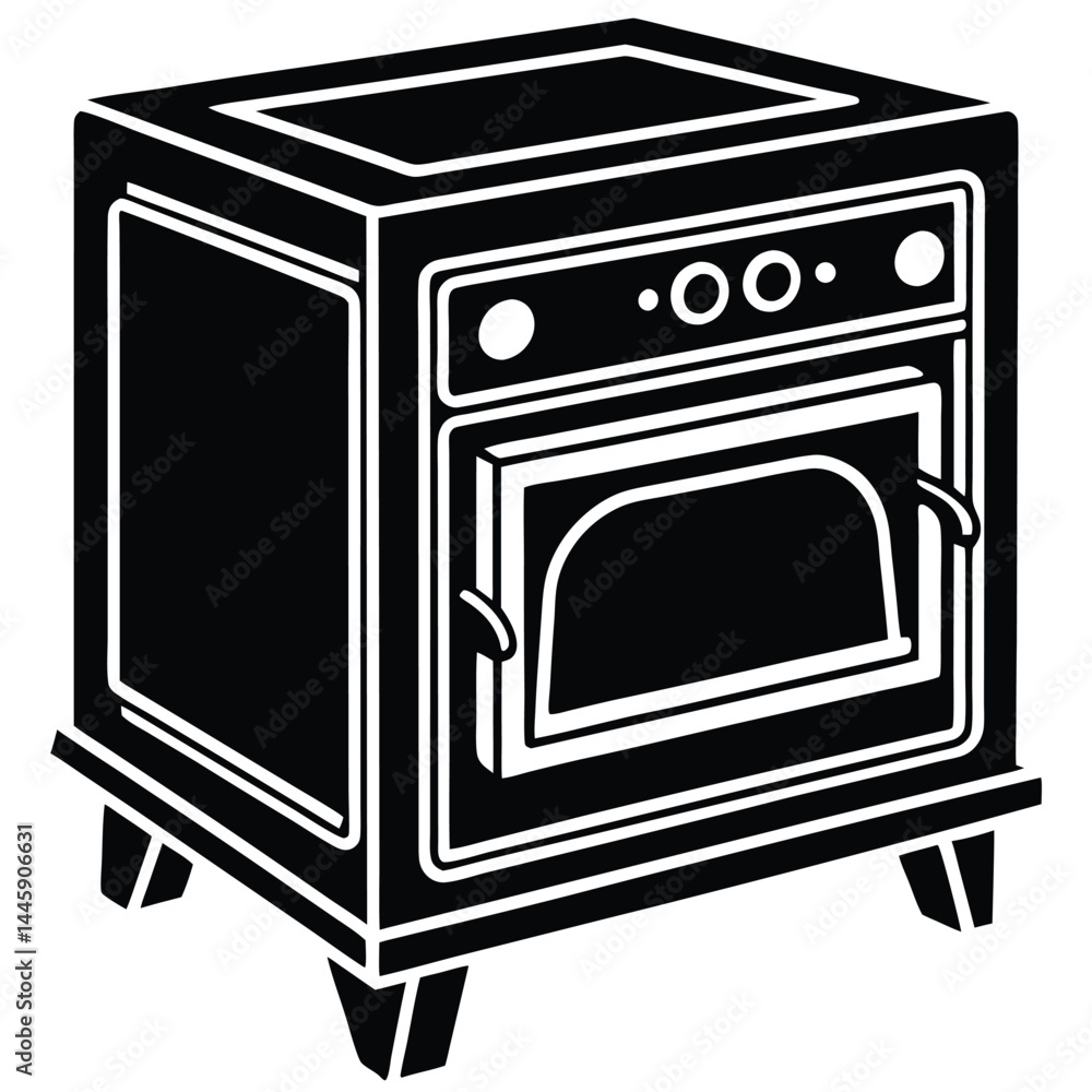 Fototapeta premium Vintage Electric Oven Retro Kitchen Appliance Illustration