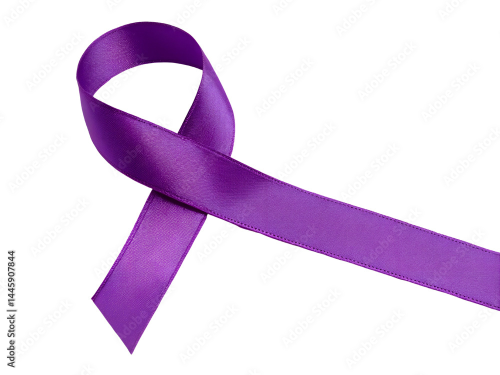 Purple Awareness Ribbon Isolate on transparent background cutout, PNG file, Cutout file