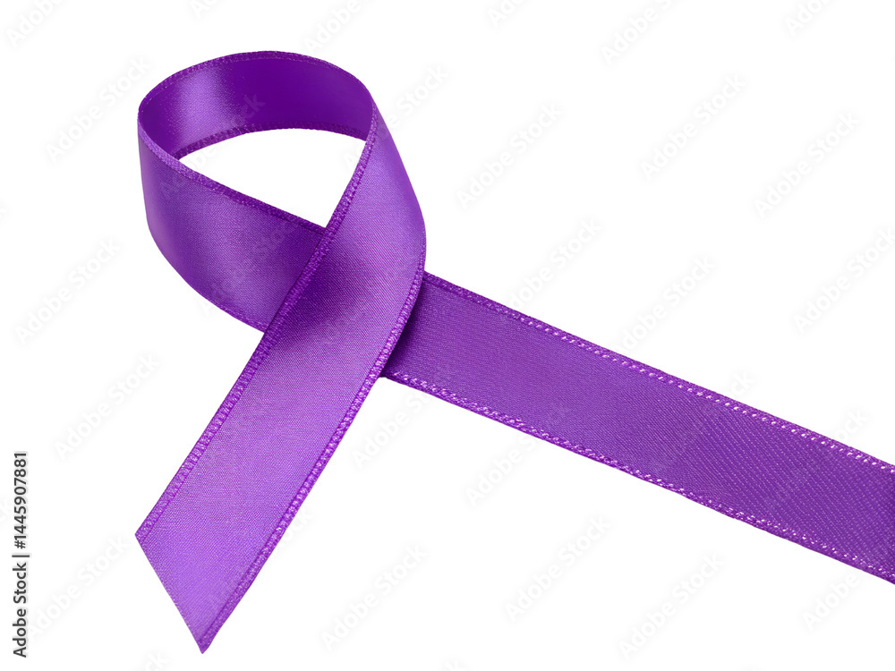 Purple Awareness Ribbon Isolate on transparent background cutout, PNG file, Cutout file