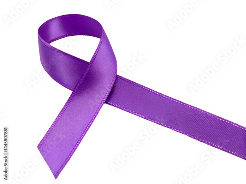 Obraz na płótnie Purple Awareness Ribbon Isolate on transparent background cutout, PNG file, Cutout file w salonie