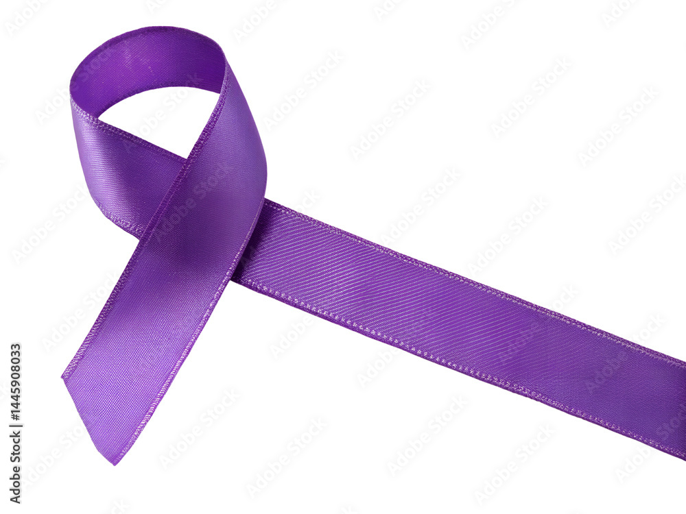 Purple Awareness Ribbon Isolate on transparent background cutout, PNG file, Cutout file