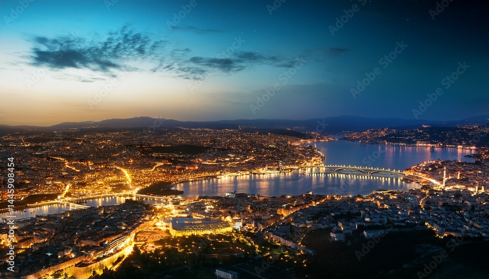 Fototapeta premium europe turkey and ukraine city lights