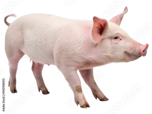 Obraz na płótnie Domesticated Pig Walking Isolate on transparent background cutout, PNG file, Cutout file w salonie