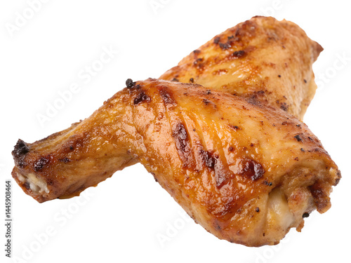 Obraz na płótnie Grilled Chicken Wing Close-Up Isolate on transparent background cutout, PNG file, Cutout file w salonie