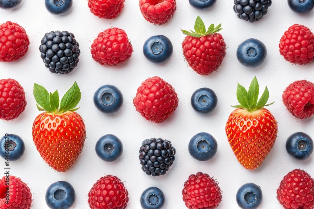 Fresh mixed berries on a white background, close-up. Fresh mixed berries on a white background, close-up.