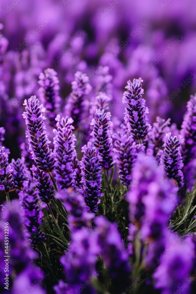 Obraz premium Lush purple lavender field close-up