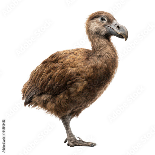 A full body shot of a dodo bird on a black background standing up
