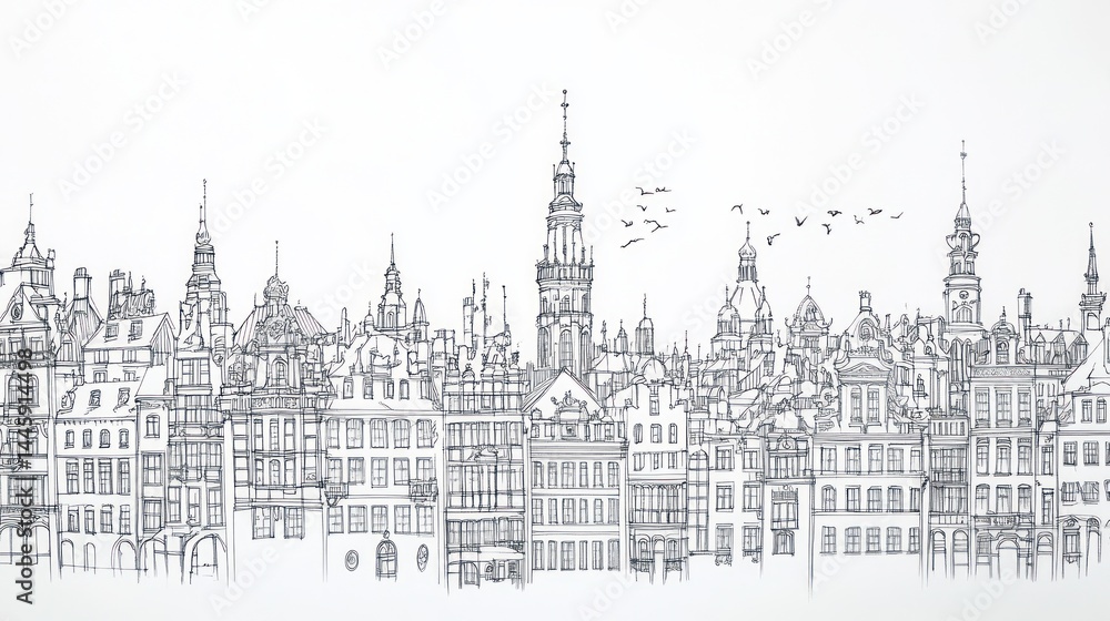 Fototapeta premium Urban Skyline Drawing