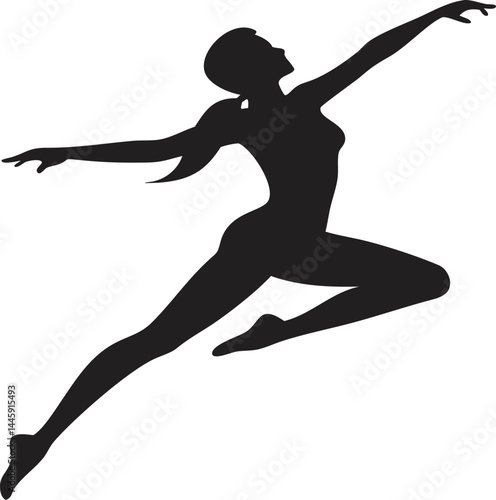Female Dancer Spinning – Elegant Silhouette Vector
