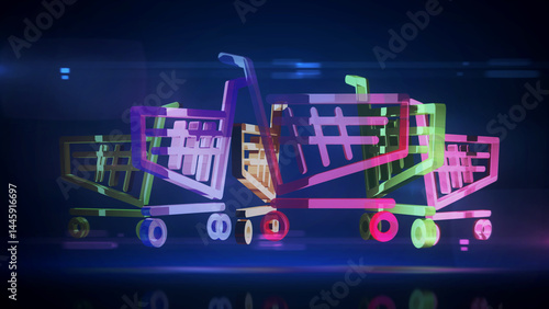Shopping cart e-commerce business symbol 3d illustration
