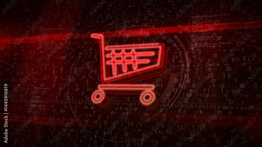 Shopping cart e-commerce business symbol 3d illustration