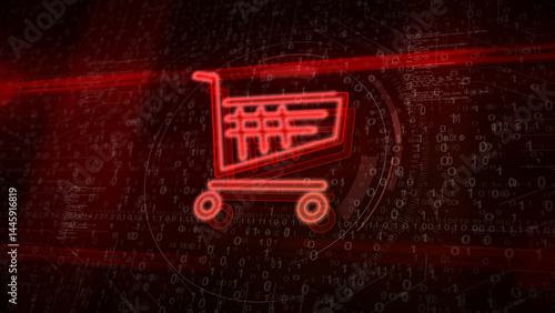Obraz na płótnie Shopping cart e-commerce business symbol 3d illustration w salonie