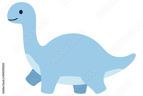 Cute Blue Long Necked Dinosaur Cartoon Character for Kids' Illustrations and Designs