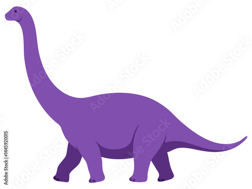 Purple Long-Necked Dinosaur Illustration Ideal for Children’s Educational Materials