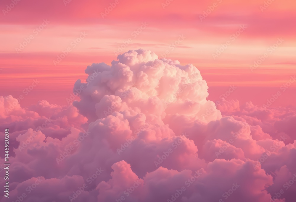 Dreamy white cloud floats on a vibrant pink sunrise sky, soft texture , calm, nature Dreamy white cloud floats on a vibrant pink sunrise sky, soft texture , calm, nature