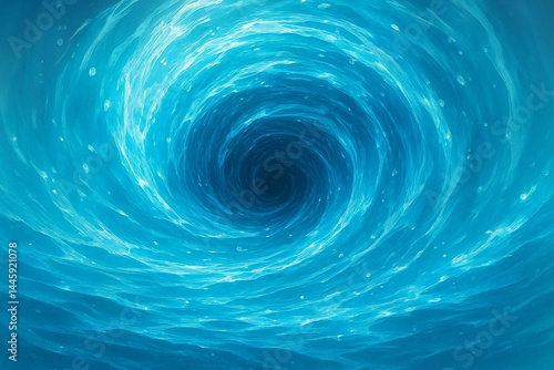 Illustrative Blue Whirlpool in an Abstract Ocean