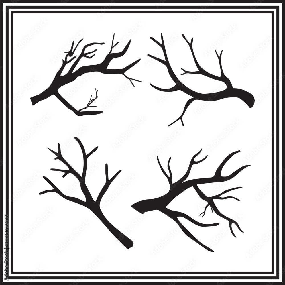 Tree Branch Silhouette Vector Set – Collection of Bare Twigs and Leafless Branches for Autumn, Nature Illustration, Rustic Decor, Spooky Design, Woodland Art, Seasonal Graphics Tree Branch Silhouette Vector Set – Collection of Bare Twigs and Leafless Branches for Autumn, Nature Illustration, Rustic Decor, Spooky Design, Woodland Art, Seasonal Graphics