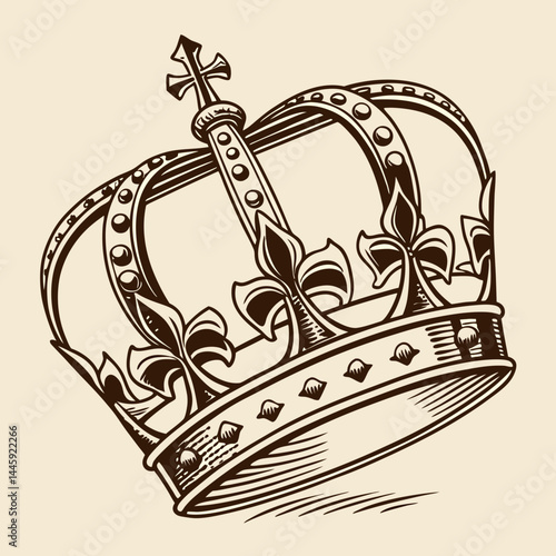 Vintage King’s Crown with Intricate Metalwork and Antique Texture