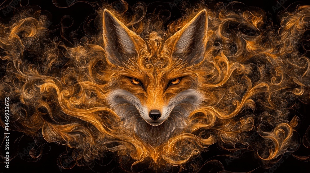 Fototapeta premium Fiery Fox: A Digital Art Masterpiece