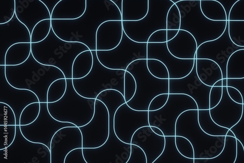 Futuristic Neon Line Geometric Pattern on Dark Background