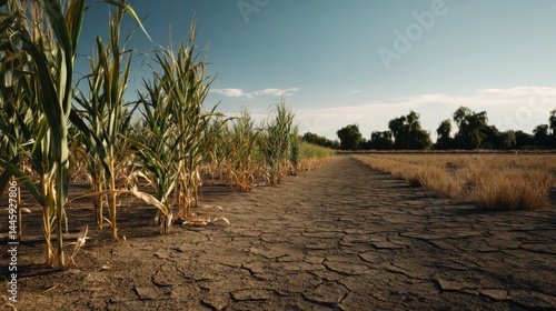 Drought-Affected Farmland Scene