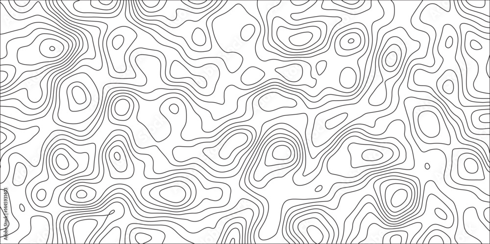 Obraz premium Contours of Topography and Topology. The concept of a conditional geography scheme and the terrain path. Modern design with White background with topographic wavy pattern design. Geographic mountain