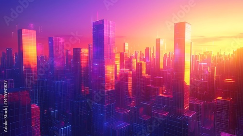 Wallpaper Mural Towering skyscrapers illuminate twilight horizon high resolution wallpaper Torontodigital.ca