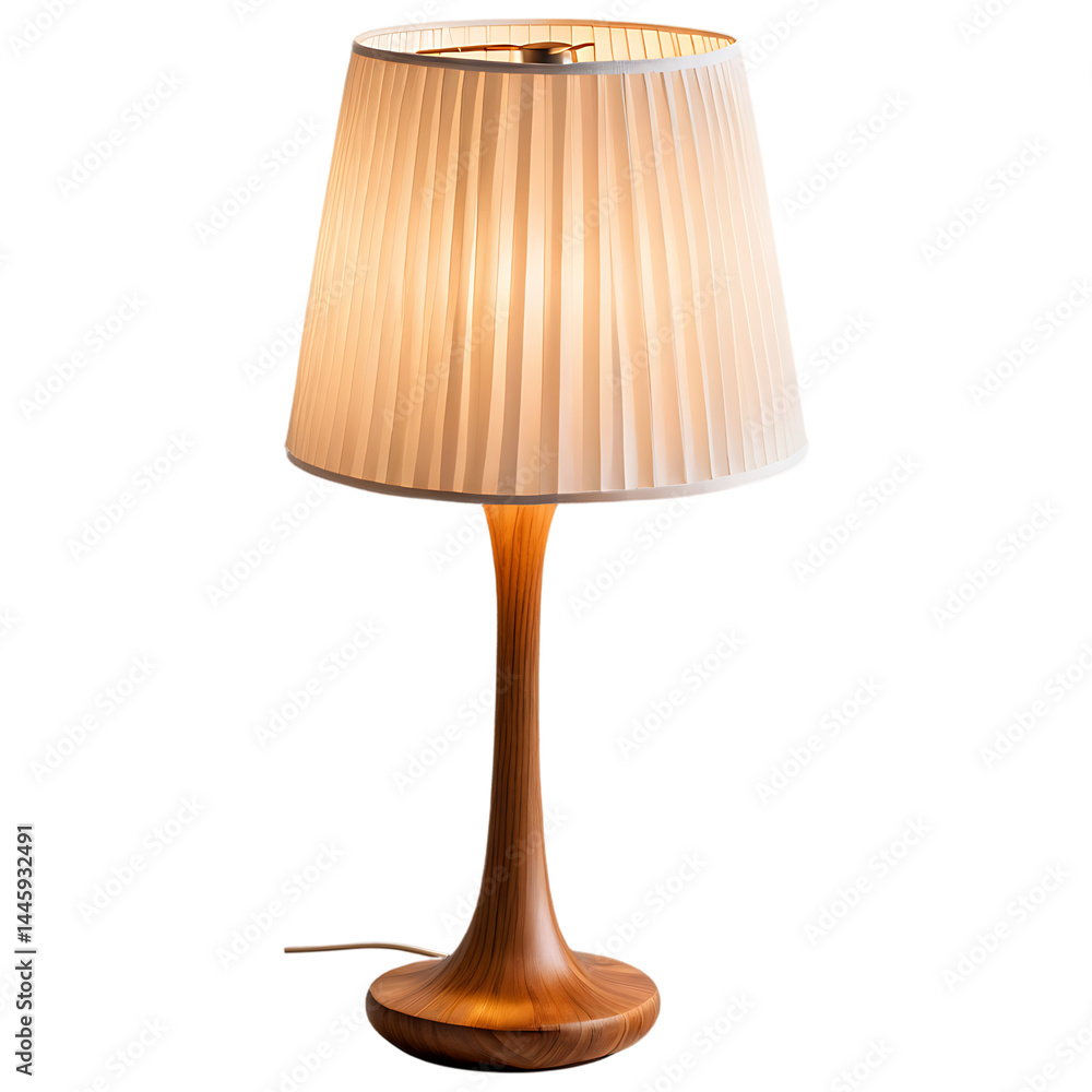 Fototapeta premium Pleated Lampshade on a Wooden Table Lamp