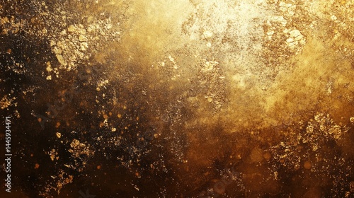 Elegant gold foil texture with distressed finish for luxury design. Abstract grunge metallic surface with scratches and smudges. Versatile golden backdrop for creative projects in fashion. High