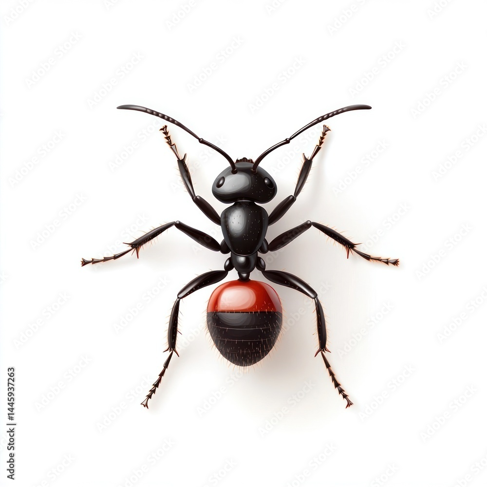Obraz premium Extreme close up photography of a black ant insect crawling on a textured surface macro shot showcasing the intricate details and symmetry of the arthropod s body structure