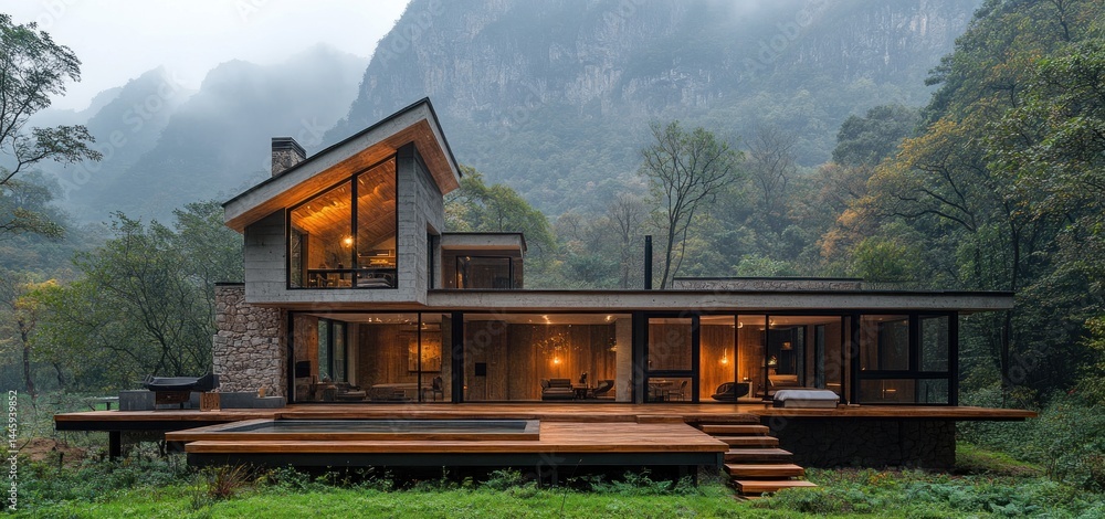 Modern Mountainside Home: A Serene Escape in the Misty Mountains Modern Mountainside Home: A Serene Escape in the Misty Mountains