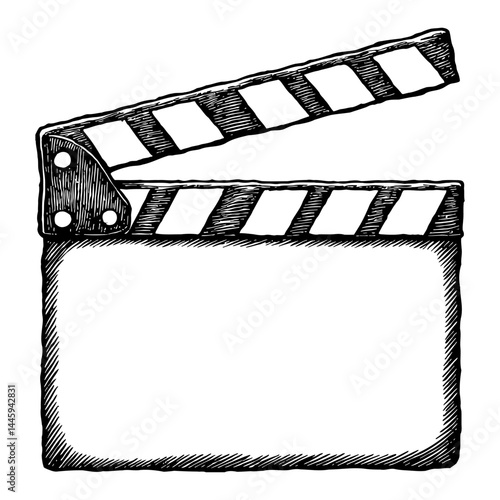 Vector Blank Movie Clapperboard Clapper Board Black and White Outline Line Art Drawing Illustration