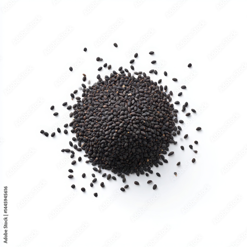 Pile of black seeds isolated on white background Pile of black seeds isolated on white background