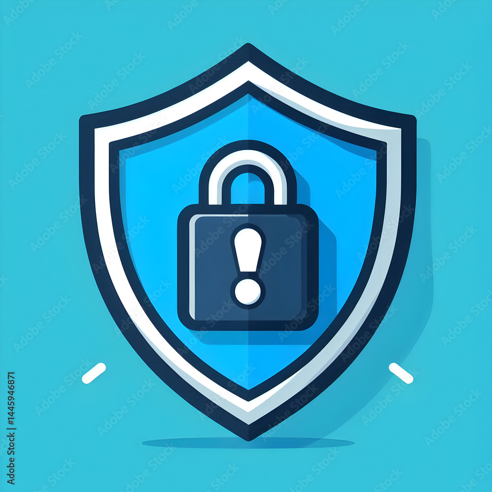 : Design an icon that represents a security alert, featuring an exclamation mark inside a shield or lock. This icon should convey urgency and importance, using bold colors to attract attention.
: Design an icon that represents a security alert, featuring an exclamation mark inside a shield or lock. This icon should convey urgency and importance, using bold colors to attract attention.