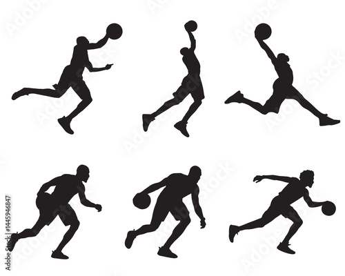 Dynamic Basketball Player Silhouettes