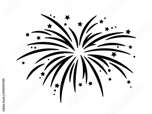 Vector isolated firework stencil mylar png colorless black and white outline silhouette shadow shape stencil solid black