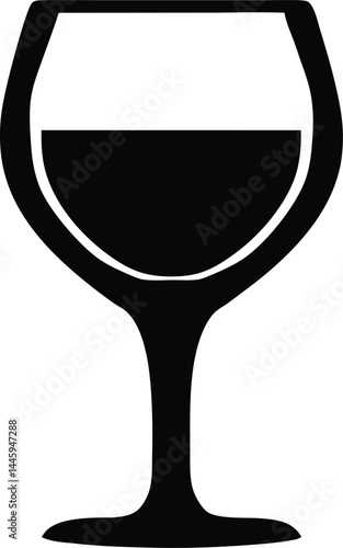 Wine glasses vector icon, Wine glass black silhouette 