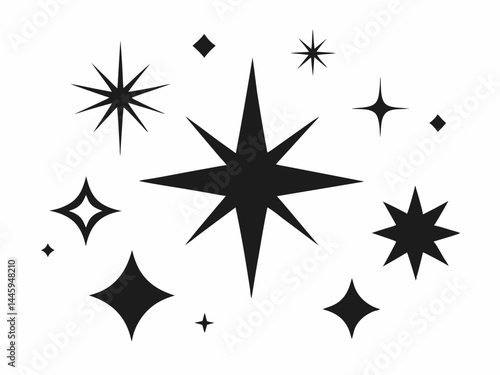 Star sparkle and twinkle star burst and flash, Stars icon collection, Sparkle star icon set