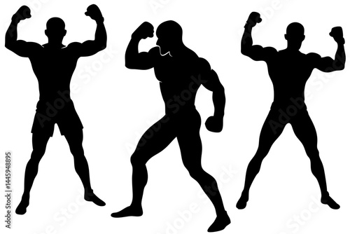 Silhouette design of a solo boxer striking various poses for individual focus, boxer, boxing, silhouette, individual, solo, poses, sport, athlete, action, martial arts, vector, design, punch, stance