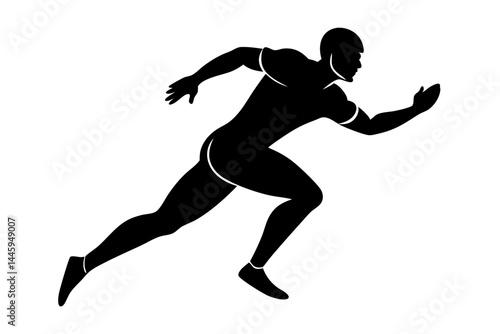 Silhouette of a football player in midsprint on transparent background, silhouette, sprint, football, player, running, athlete, vector, design, speed, action, sport, fitness, exercise, motion