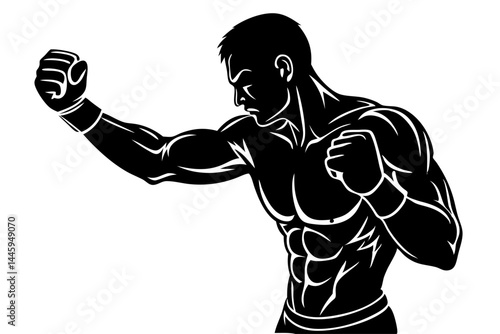 Male boxer defensive stance silhouette side profile athlete fighting sport vector design, boxer, boxing, male, man, athlete, sport, fight, fighter, stance, defense, defensive, profile, side profile