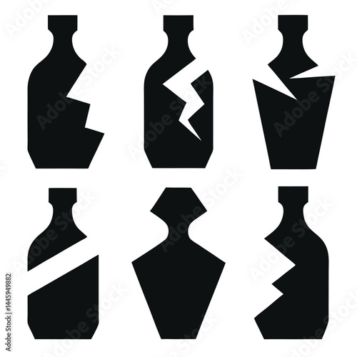 Silhouette Bottles with Lightning Bolts