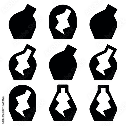 Silhouette Bottles with Lightning Bolts