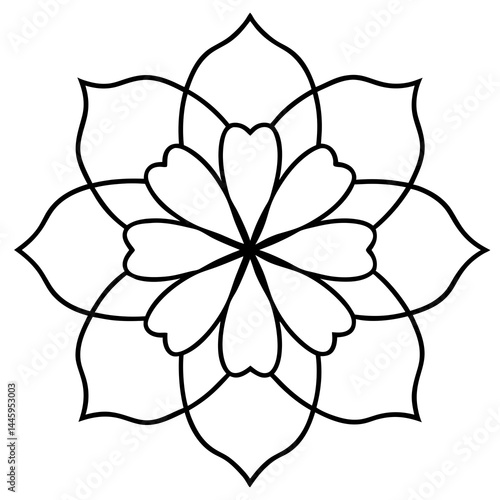 Mystical Floral Mandala Outline Vector