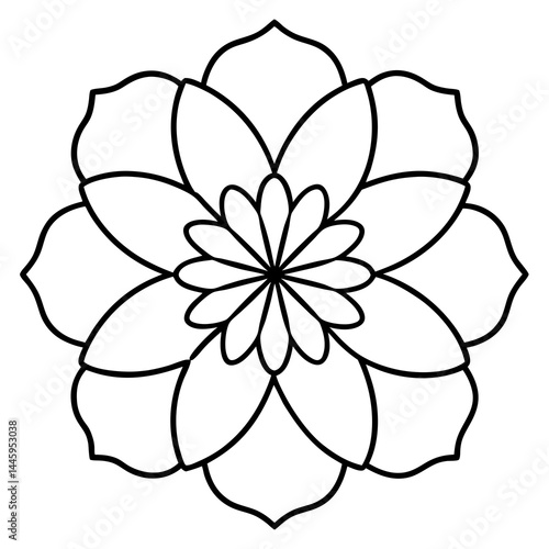 Mystical Floral Mandala Outline Vector