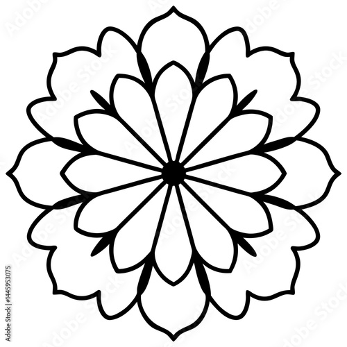 Mystical Floral Mandala Outline Vector